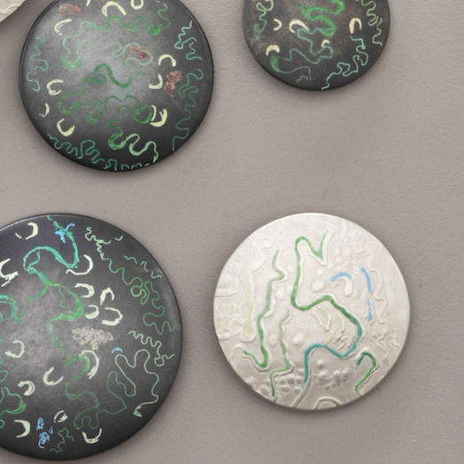 Mio Kuhnen 2018 The Amazon River series Brooches champlevé enamel 925 silver - from $420 - $600